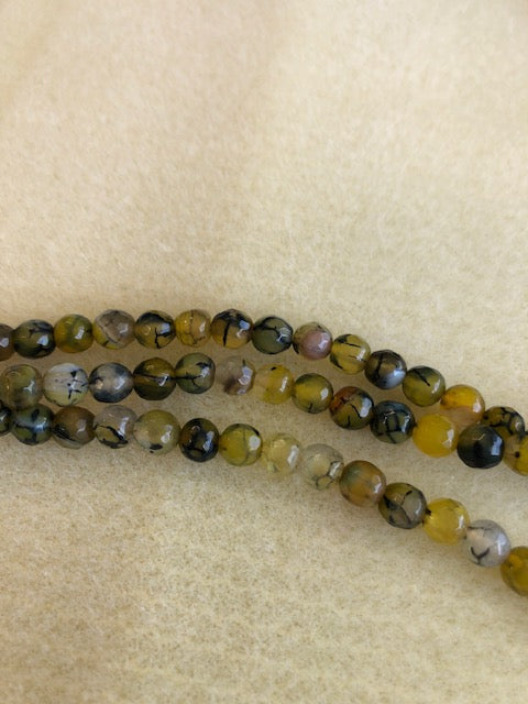 6mm Agate Dyed Yellow Green Faceted Round