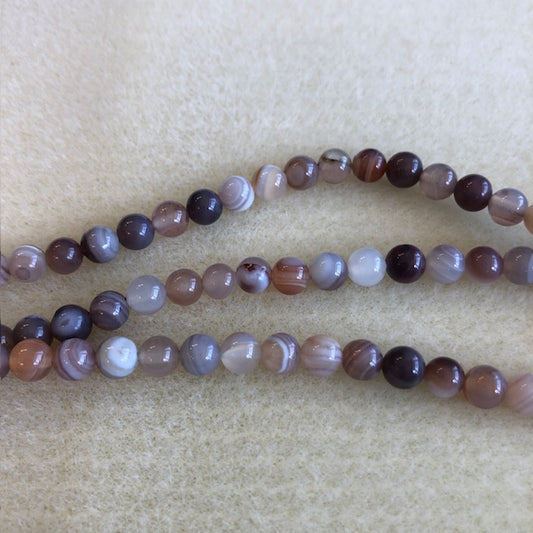 6mm Botswana Agate Smooth Round