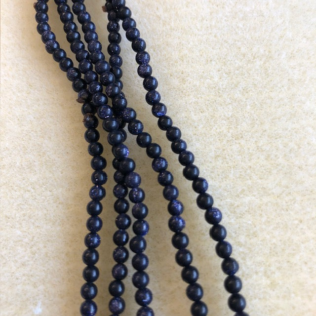 3mm Blue Goldstone Smooth Round