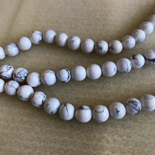 8mm White Howlite Smooth Round
