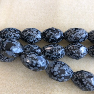18x13mm Snowflake Obsidian Faceted Nugget