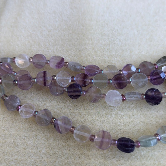 8mm Purple Flourite Faceted Coin
