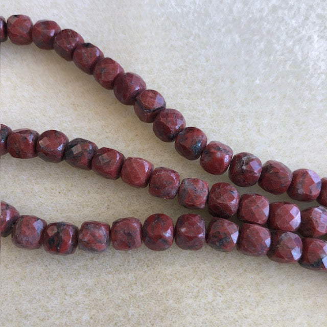 8mm Red Jasper Faceted Cube