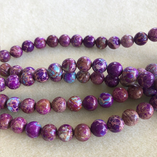 10mm Aqua Terra Jasper Dyed Purple Smooth Round