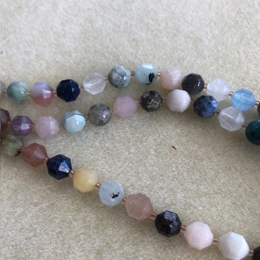 8mm Mixed Stone Faceted Lantern