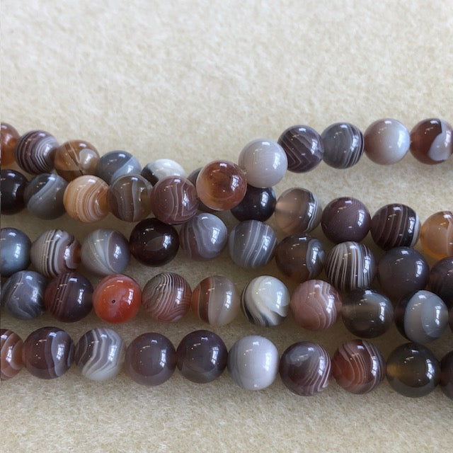 8mm Botswana Agate Smooth Round