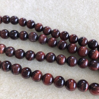 8mm Red Tiger Eye Smooth Round