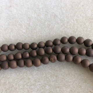 6mm Druzy Agate Metallic Copper Smooth Round