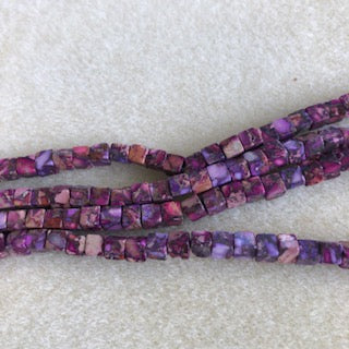 4mm Aqua Terra Jasper Dyed Purple Cube