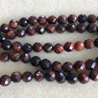 8mm Red Tiger Eye Faceted Round