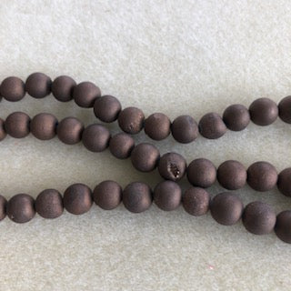 8mm Druzy Agate Metallic Copper Smooth Round