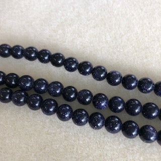 8mm Blue Goldstone Smooth Round