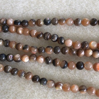 4mm Mother of Pearl Orange Grey Smooth Round