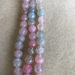 8mm Agate Dyed Morganite Faceted Round