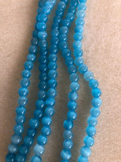 6mm Cat's Eye Glass Blue Smooth Round