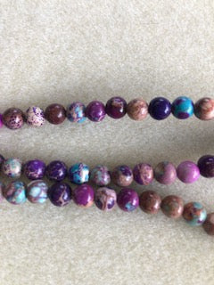 6mm Aqua Terra Jasper Dyed Purple Smooth Round