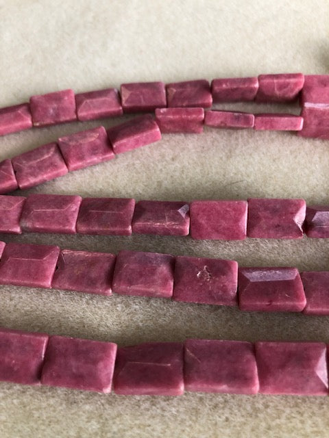 14x10mm Pink Rhodonite Faceted Rectangle