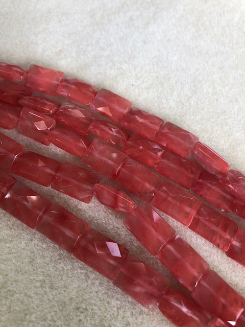 10x14mm Pink Strawberry Quartz Faceted Rectangle