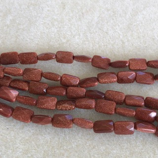 10x6mm Goldstone Faceted Rectangle