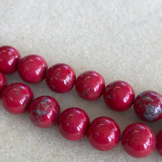 12mm Red Dyed Howlite Smooth Round