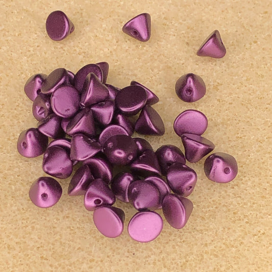 4mm Button Bead - Alabaster Pastel Bordeaux