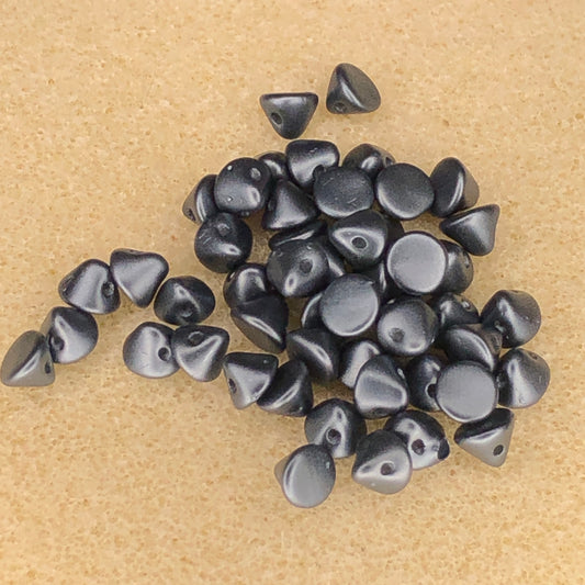 4mm Button Bead - Alabaster Pastel Dark Grey