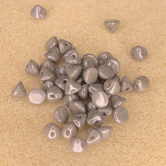 4mm Button Bead - Chalk White Grey Luster