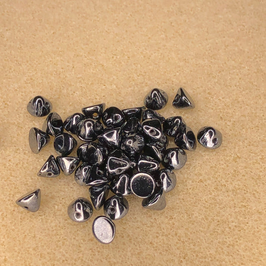 4mm Button Bead - Jet Hematite