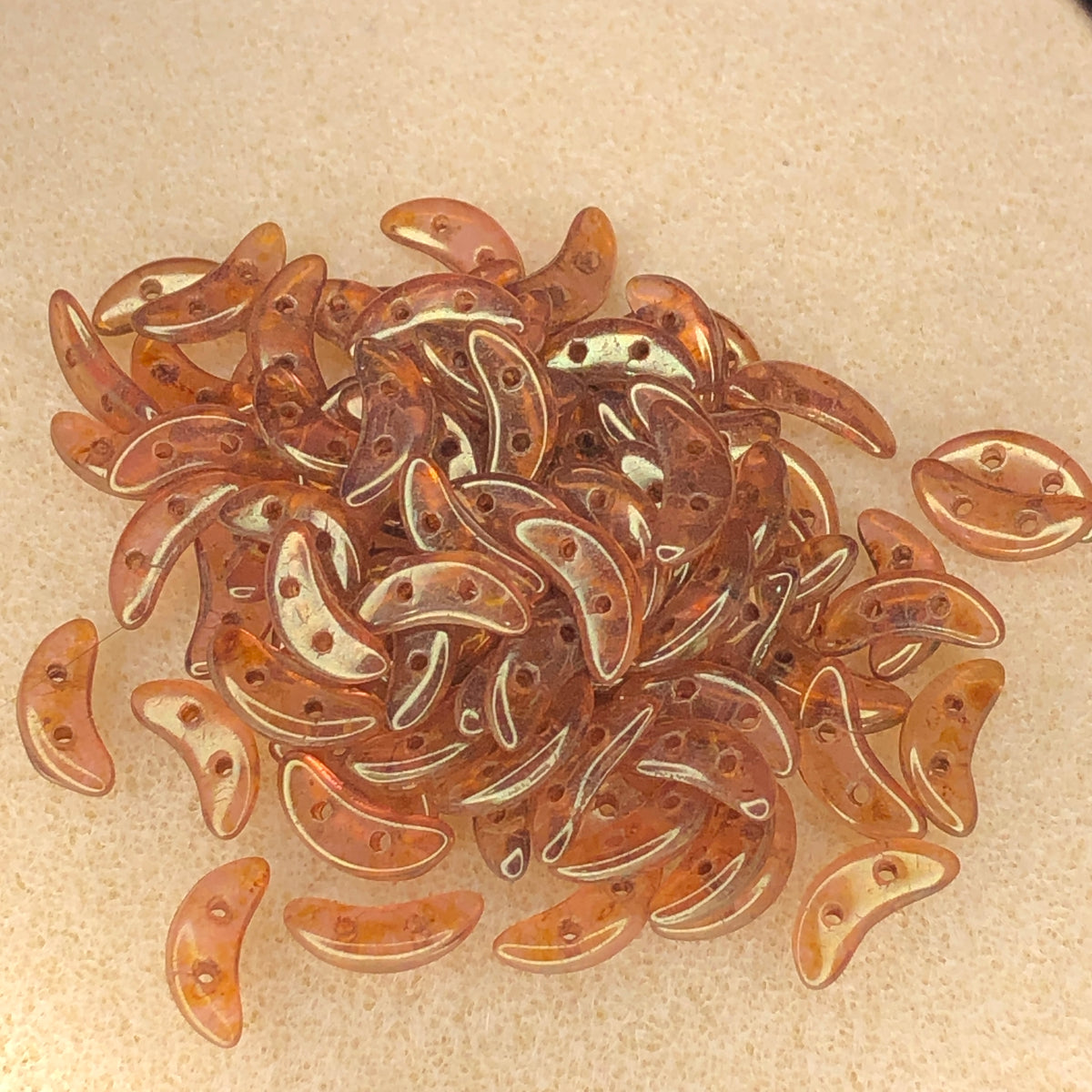 3x10mm CzechMate Crescent - Luster Rose/Gold Topaz