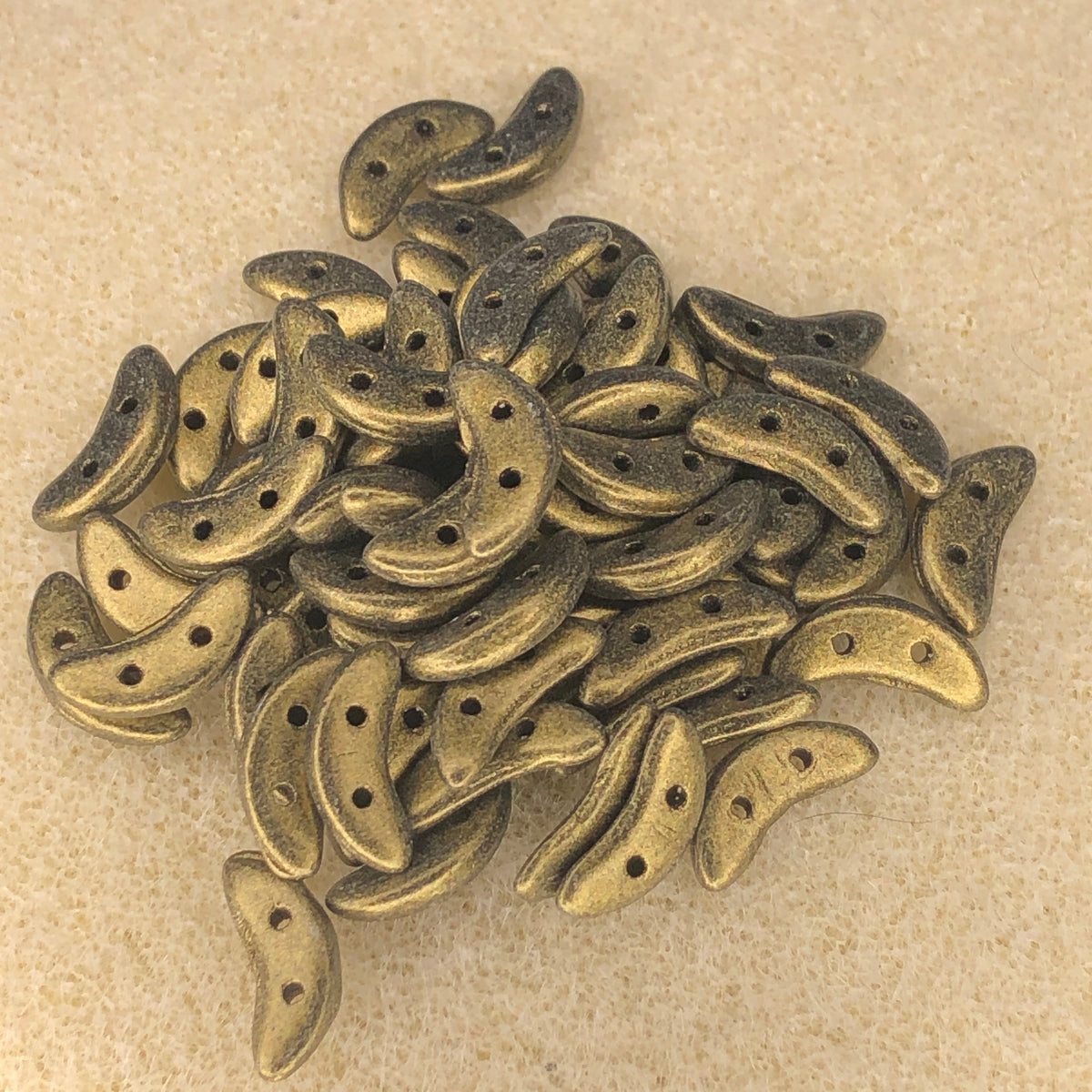 3x10mm CzechMates Crescents - Metallic Suede Gold