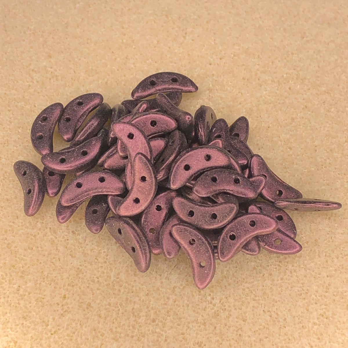 3x10mm CzechMates Crescents - Metallic Suede Pink