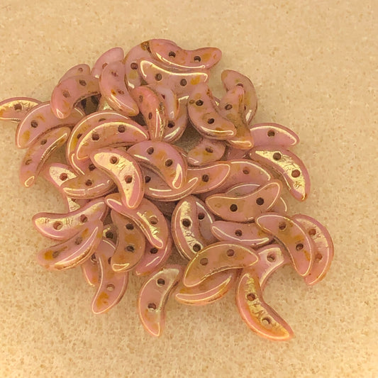 3x10mm CzechMates Crescents - Opaque Rose Luster
