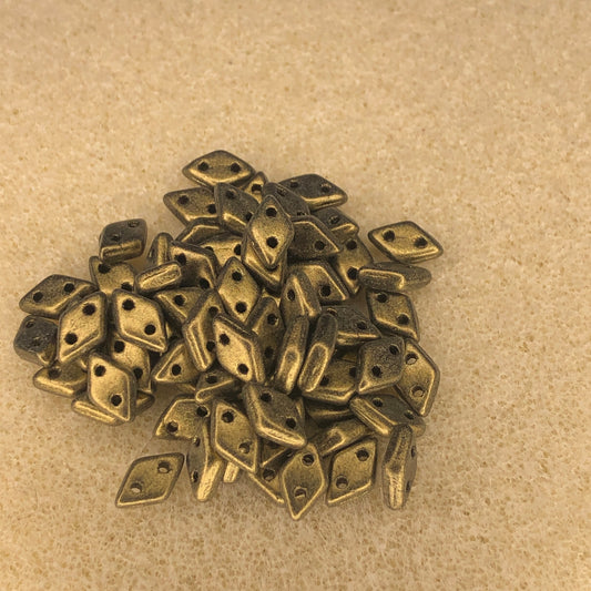 6.5x4mm Czechmate Diamond - Metallic Suede Gold