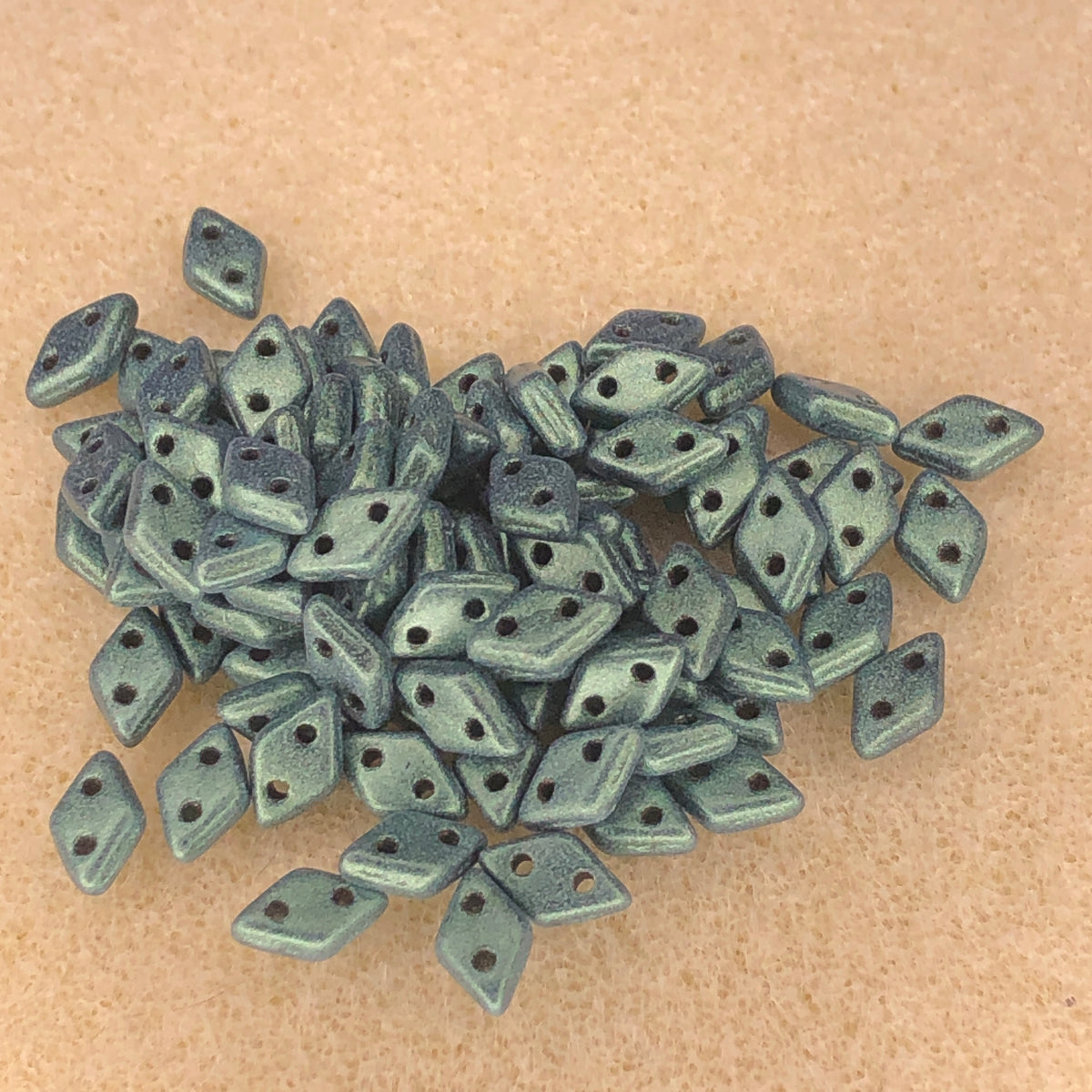 6.5x4mm CzechMates Diamonds - Metallic Suede Light Green