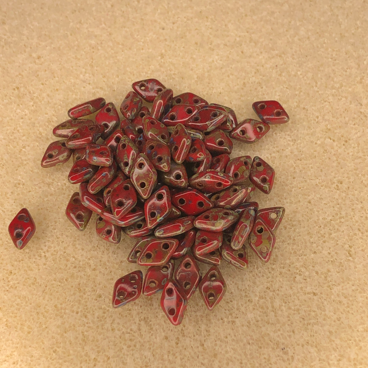 6.5x4mm Czechmate Diamond - Opaque Red Picasso