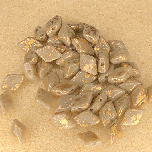 8x5mm Gemduo - Gold Splash Grey Opaque