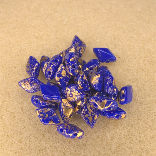 8x5mm Gemduo - Gold Splash Navy Opaque