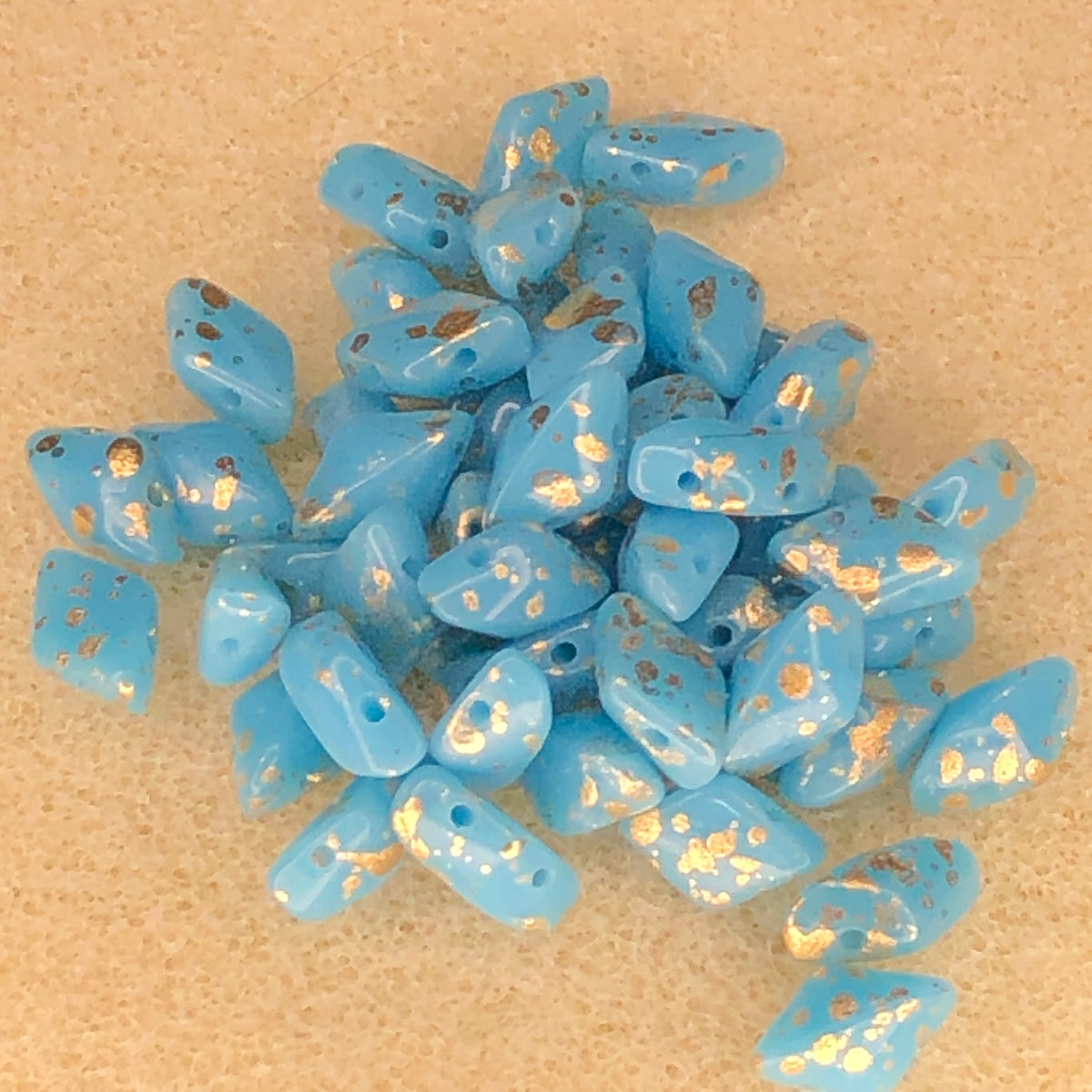 8x5mm Gemduo - Gold Splash Turquoise Blue