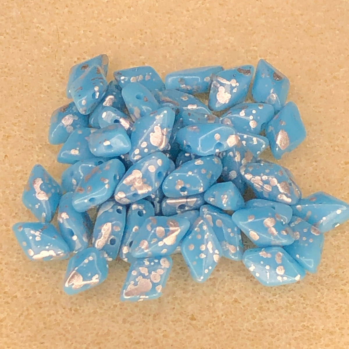 8x5mm Gemduo - Silver Splash Blue Turquoise