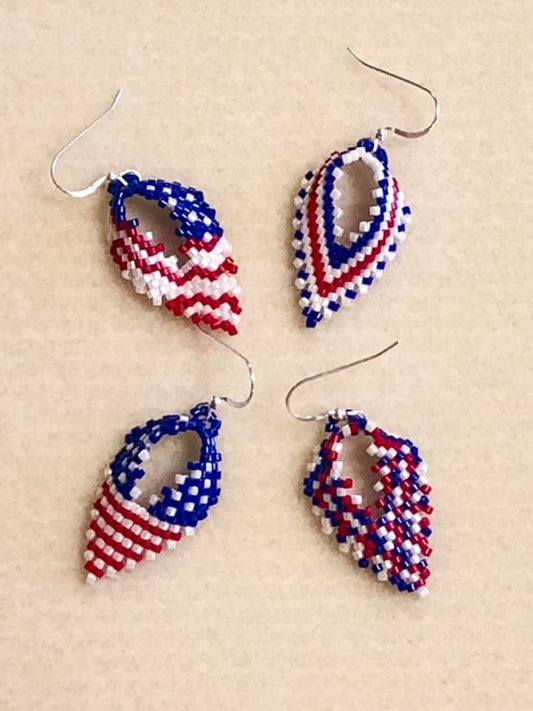 Patriotic Beaded Earring Pattern Tutorial - 4 Patterns
