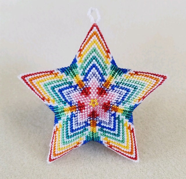 Follow Your Dreams Rainbow Beaded Peyote 3D Puffy Star Tutorial & Pattern