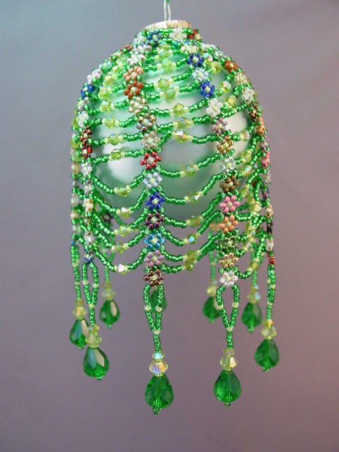Garden Pathways Beaded Christmas Ornament Cover Pattern