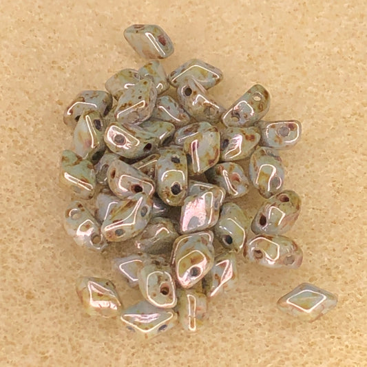 6x4mm Mini GemDuo - Chalk Blue Glaze