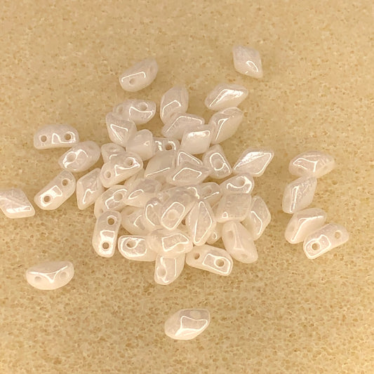 6x4mm Mini GemDuo - Chalk White Luster