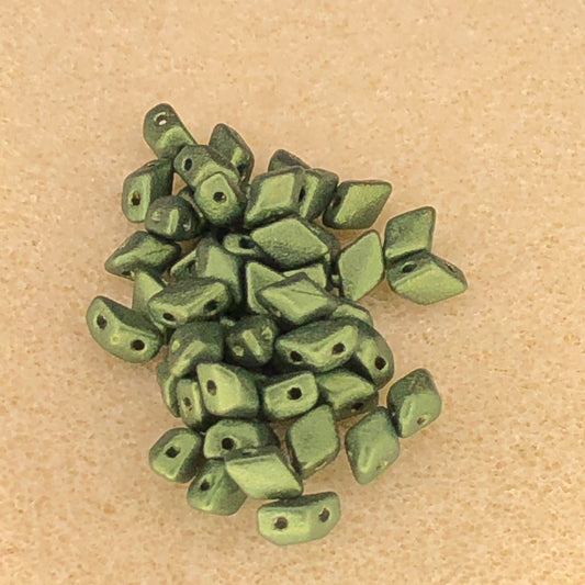 6x4mm Mini GemDuo - Gold Shine Dark Olive Green