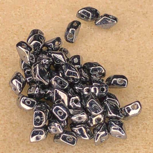 6x4mm Mini GemDuo - Jet Hematite