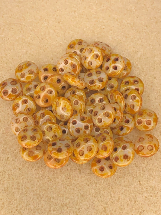 6mm CzechMates Quadralentils - Op White Picasso