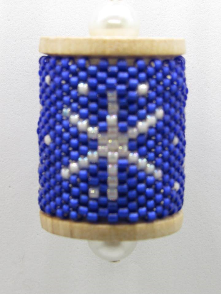 Snowflake Beaded Christmas Ornament Spool Pattern Tutorial