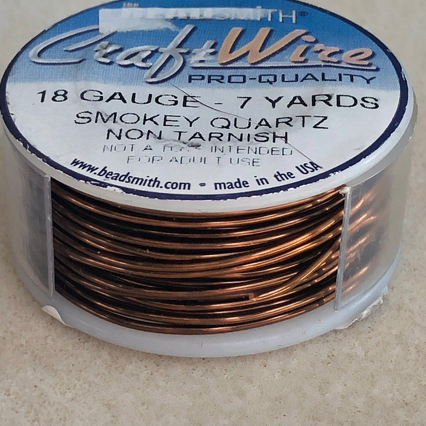 18 gauge 7 yd  Wire - Smoky Quartz - non tarnish