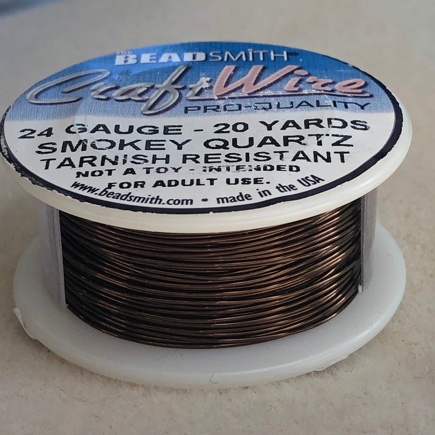 24 gauge 20 yd  Wire - Smoky Quartz - non tarnish